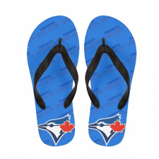MLB Toronto Blue Jays Flip Flops Thongs V-Strap Sandals - Toronto Blue Jays Medley Monogram Wordmark