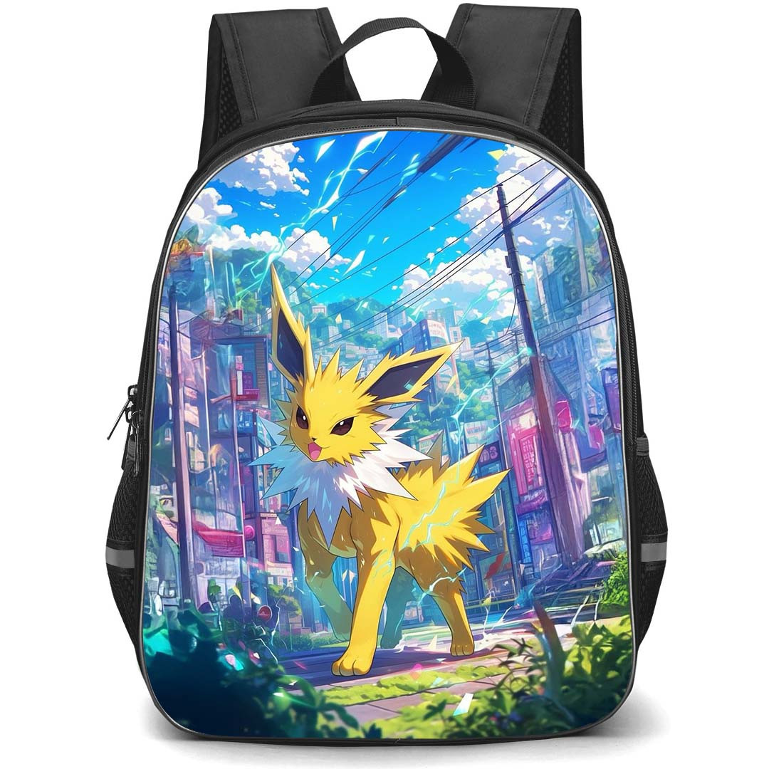Pokemon Jolteon Backpack StudentPack - Jolteon Cartoon City Background