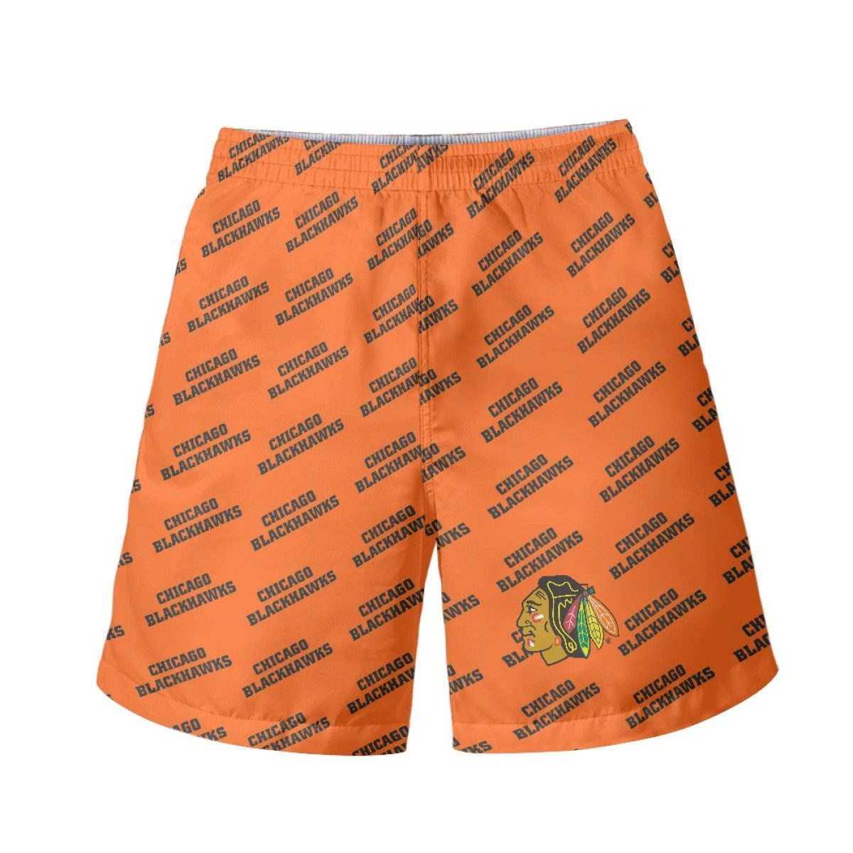 NHL Chicago Blackhawks Beach Shorts Swim Pants Swimming Trunks - Chicago Blackhawks Medley Monogram Wordmark