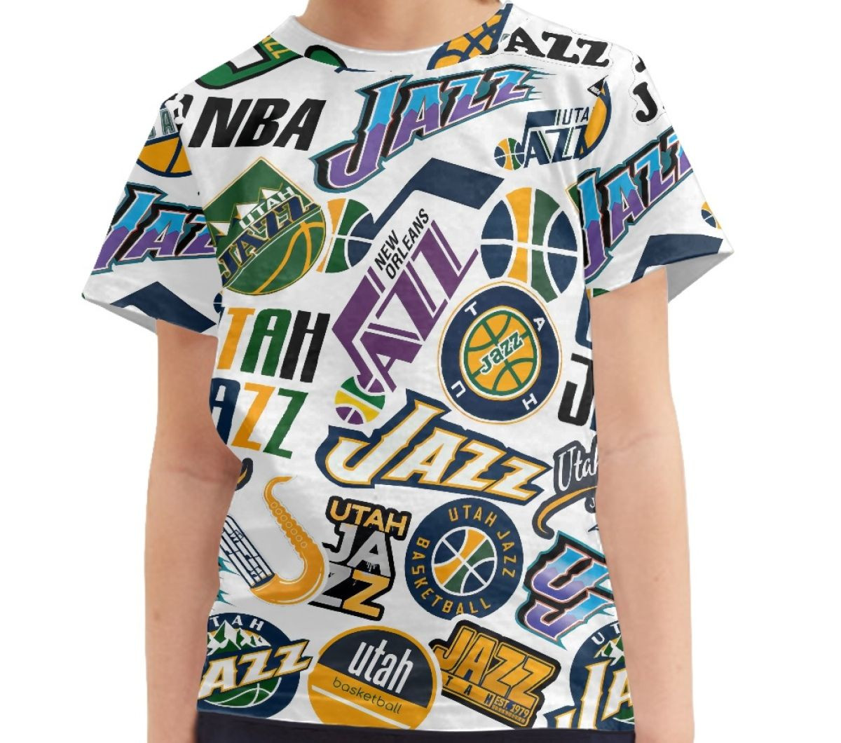 NBA Utah Jazz Tee T-Shirt - Utah Jazz Mania Collage Logo