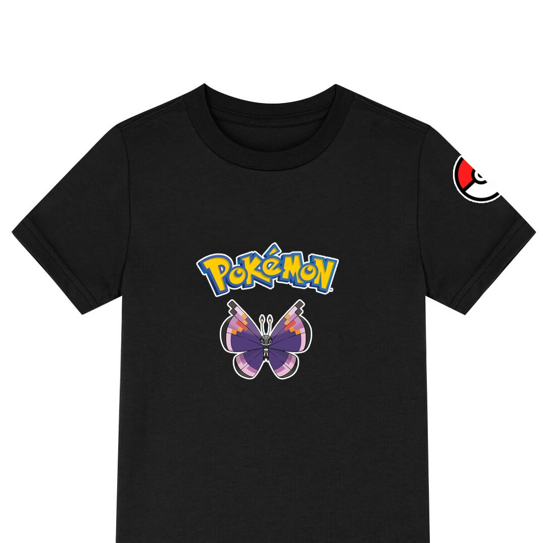 Pokemon Vivillon Tee Shirt T-Shirt Short Sleeve - Elegant Vivillon Character Series Art