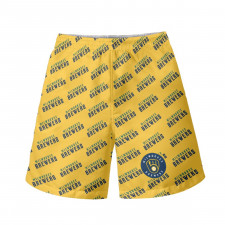 MLB Milwaukee Brewers Angels Beach Shorts Swim Pants Swimming Trunks - Milwaukee Brewers Medley Monogram Wordmark