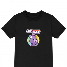 CareBears Share Bear Tee Shirt T-Shirt Short Sleeve - Share Bear Purple Happy Rainbow Background