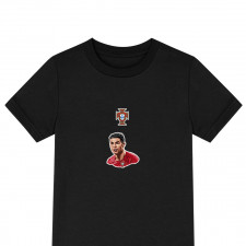 Cristiano Ronaldo Tee Shirt T-Shirt Short Sleeve - Cristiano Ronaldo Portugal National Team Portrait Illustration Sticker Art