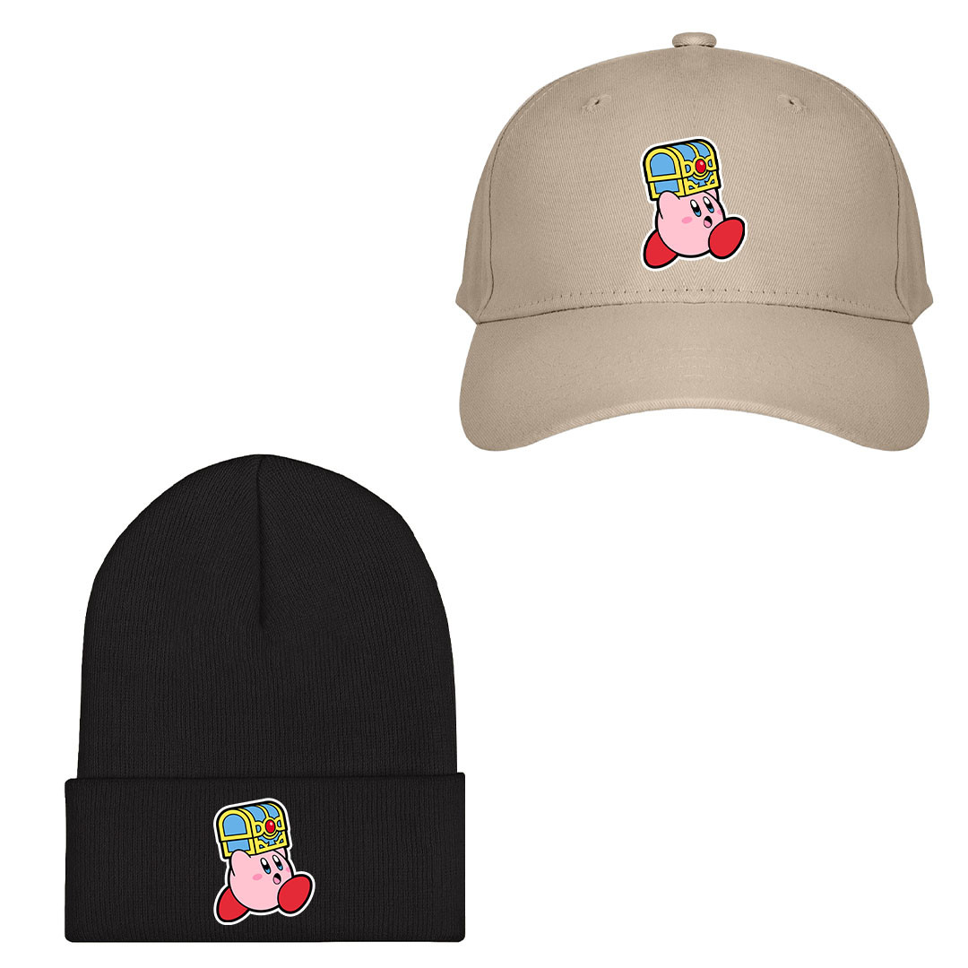 Kirby Baseball Cap Beanie Hat - Kirby Holding Treasure Chest