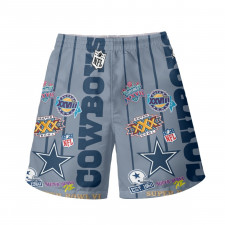 NFL Dallas Cowboys Beach Shorts Swim Pants Swimming Trunks - Dallas Cowboys Super Bowl Championship Mania Collage Logo