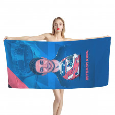 F1 Formula One Esteban Ocon Bath Beach Towel - Esteban Ocon Portrait On Blue Background