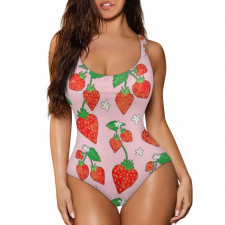 Velvet Caviar One Piece Girls and Women's Swimsuit - Velvet Caviar Strawberry Art On Pink Background