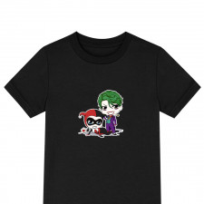 Batman Tee Shirt T-Shirt Short Sleeve - Joker and Harley Quinn Chibi Art