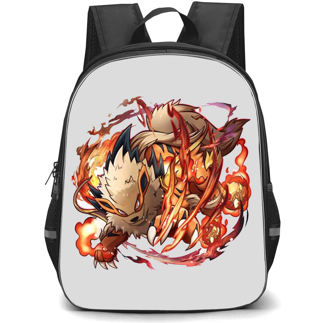 Pokemon Arcanine Backpack StudentPack - Arcanine Flaming Paws On Gray Background