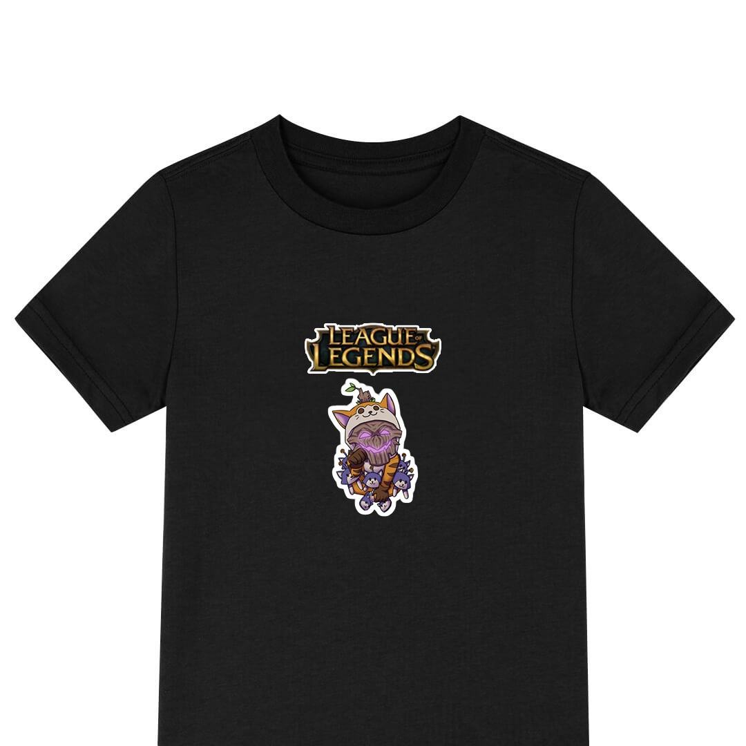 League of Legends Maokai Tee Shirt T-Shirt Short Sleeve - Maokai Holding Kittens Artwork