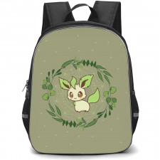 Pokemon Leafeon Backpack StudentPack - Leafeon Inside Round Leaves Chibi KArt