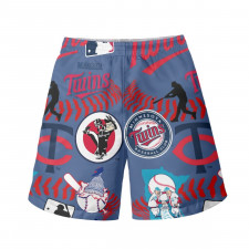 MLB Minnesota Twins Beach Shorts Swim Pants Swimming Trunks - Minnesota Twins Mania Collage Logo