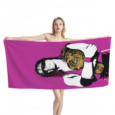 WWE Bret Hart Bath Beach Towel - Bret Hart Championship Belt Character Art