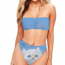 Burga Art Pattern Bandeau Bikini Two Piece Women's Swimsuit - Burga Nine Lives Art Poster