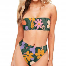 Floral Pattern Art Bandeau Bikini Two Piece Women's Swimsuit - Floral Pattern Blossom Medley Art Poster