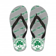 Panathinaikos FC Flip Flops Thongs V-Strap Sandals - Panathinaikos Football Club Medley Monogram Wordmark