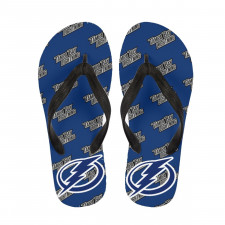 NHL Tampa Bay Flip Flops Thongs V-Strap Sandals - Tampa Bay Lightning Medley Monogram Wordmark
