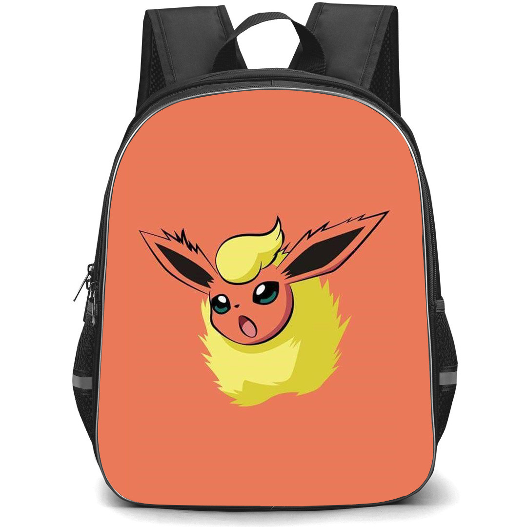 Pokemon Eevee Backpack StudentPack - Eevee Minimalist Art On Orange Background