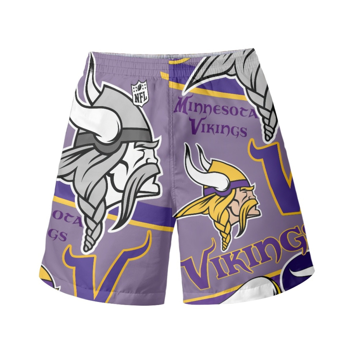 NFL Minnesota Vikings Beach Shorts Swim Pants Swimming Trunks - Minnesota Vikings Mania Collage Logo