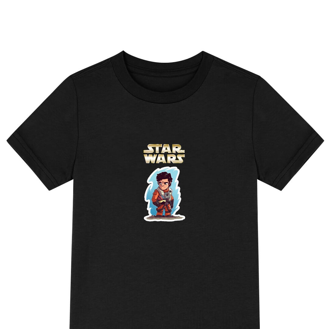 Star Wars Poe Dameron Tee Shirt T-Shirt Short Sleeve - Poe Dameron Standing Chibi Illustration