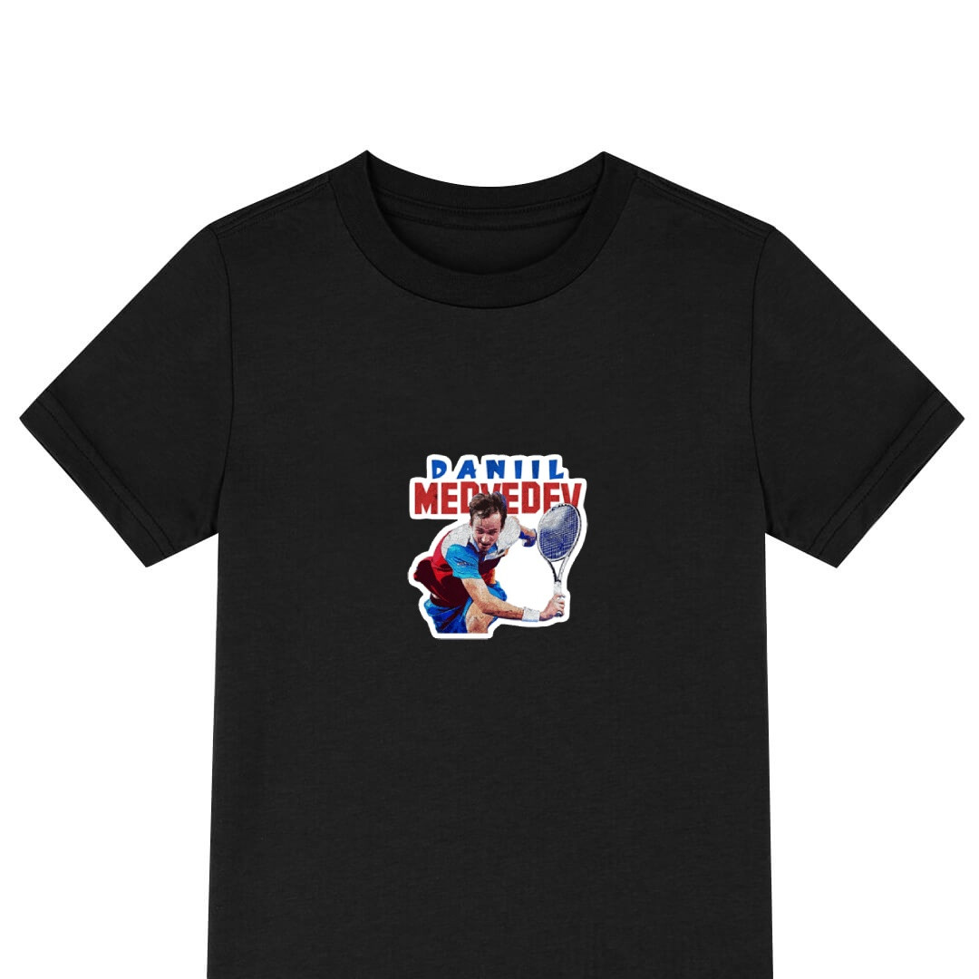 Daniil Medvedev Tee Shirt T-Shirt Short Sleeve - Daniil Medvedev Playing Tennis Sticker Art