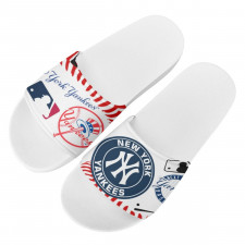 MLB New York Yankees Slides Pool Slider Slide On Sandals - New York Yankees Mania Collage Logo