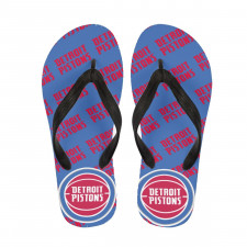 NBA Detroit Pistons Flip Flops Thongs V-Strap Sandals - Detroit Pistons Medley Monogram Wordmark