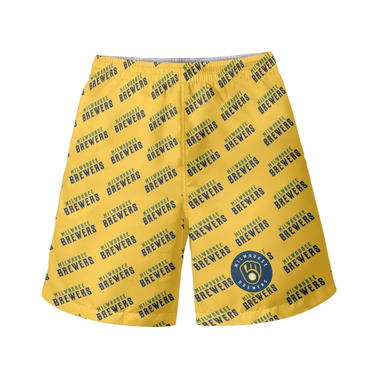 MLB Milwaukee Brewers Angels Beach Shorts Swim Pants Swimming Trunks - Milwaukee Brewers Medley Monogram Wordmark