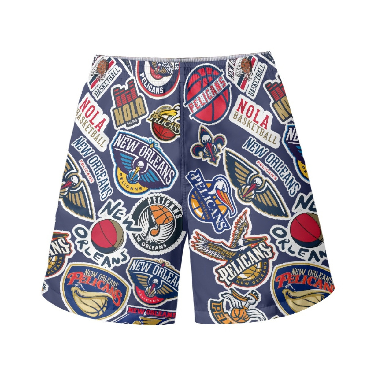 NBA New Orleans Pelicans Beach Shorts Swim Pants Swimming Trunks - New Orleans Pelicans Mania College Logo