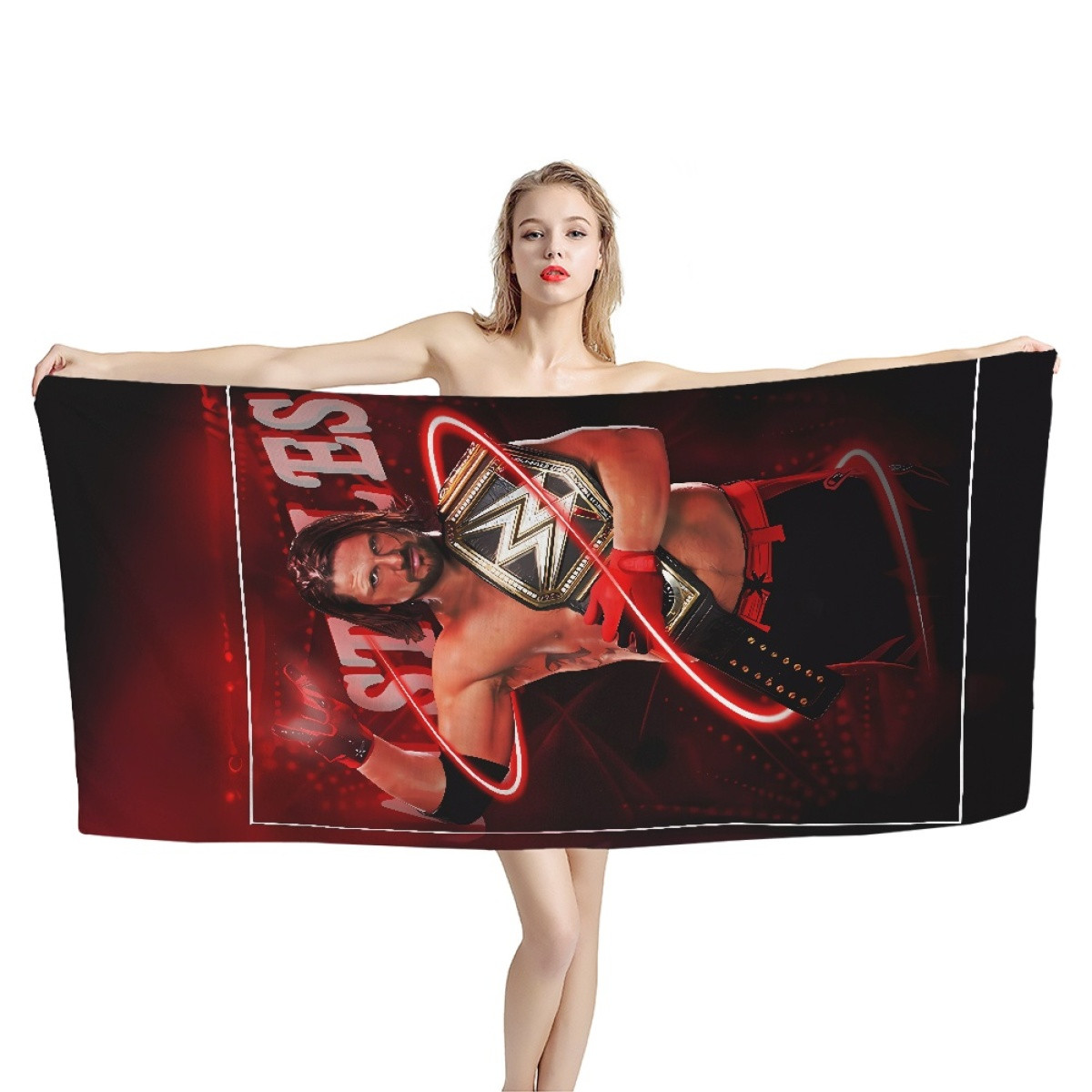 WWE AJ Styles Bath Beach Towel - AJ Styles Championship Belt Poster