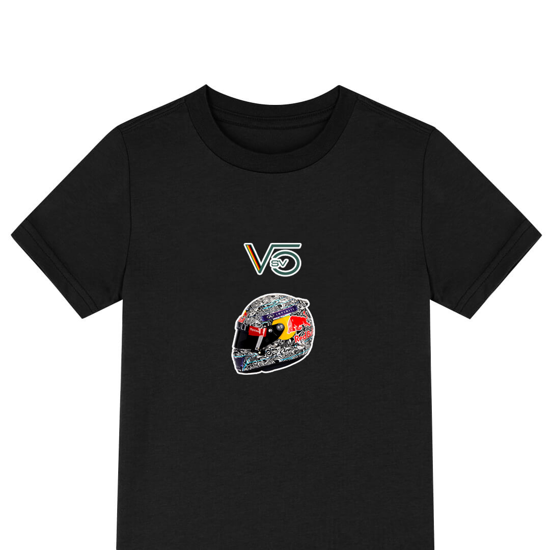 F1 Formula One Sebastian Vettel Tee Shirt T-Shirt Short Sleeve - Helmet