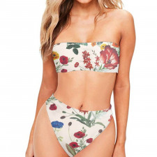Burga Art Pattern Bandeau Bikini Two Piece Women's Swimsuit - Burga Wildflower Pattern Art Poster