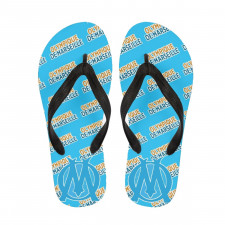 Olympique DE Marseille Football Club Flip Flops Thongs V-Strap Sandals - Marseille Football Club Medley Monogram Wordmark