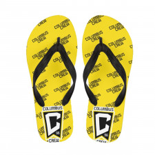 MLS Columbus Crew Flip Flops Thongs V-Strap Sandals - Columbus Crew Soccer Club Medley Monogram Wordmark