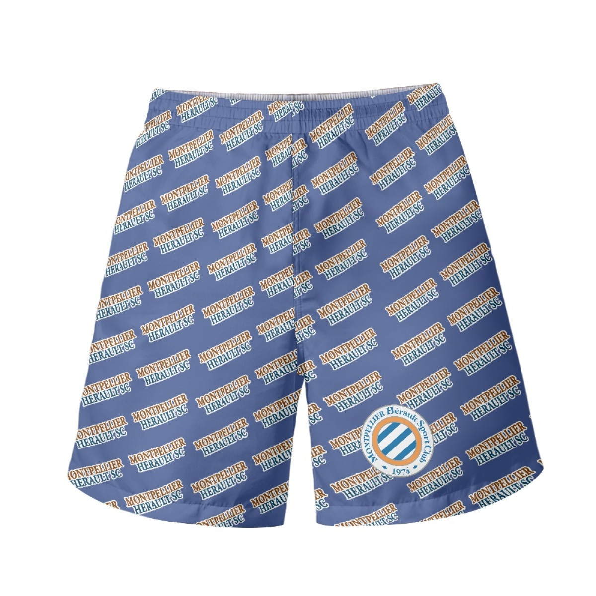 Montpellier Herault SC Football Club Beach Shorts Swim Pants Swimming Trunks - Herault Football Club Medley Monogram Wordmark