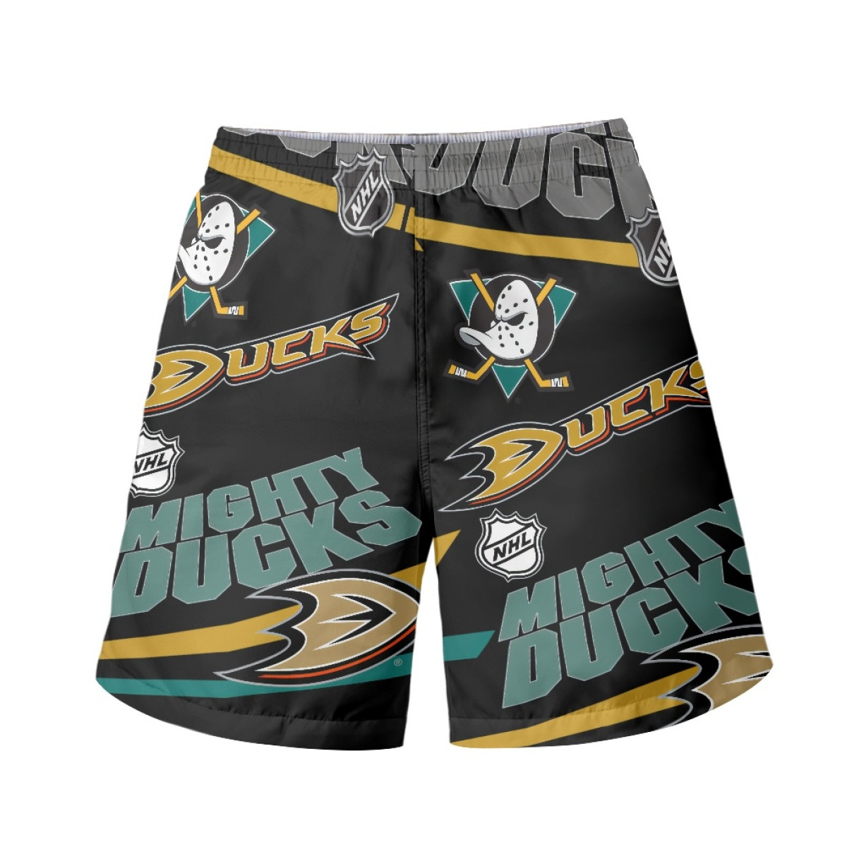 NHL Anaheim Ducks Beach Shorts Swim Pants Swimming Trunks - Anaheim Ducks Mania Collage Logo