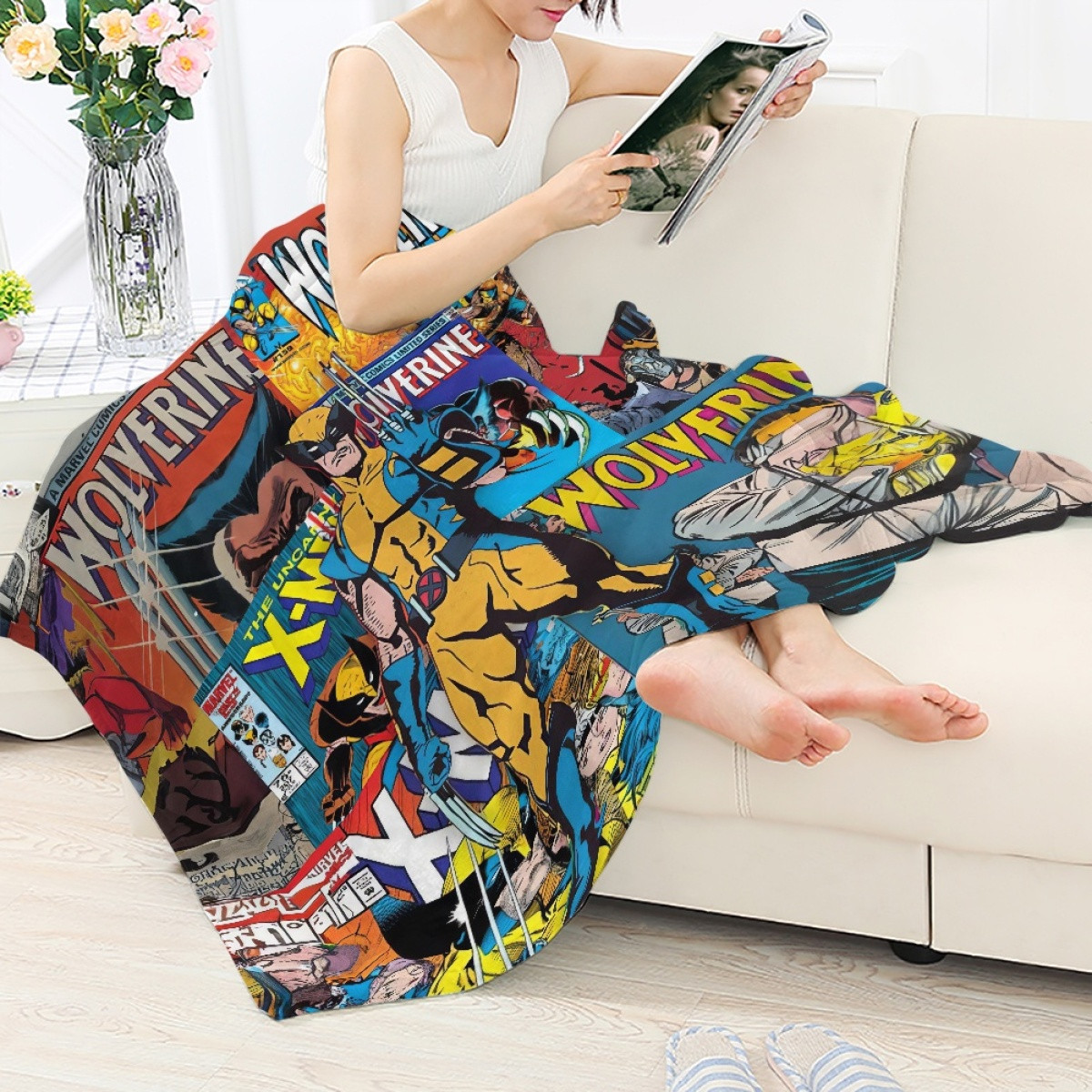 Marvel Wolverine Blanket Throw - Wolverine Comic Collage