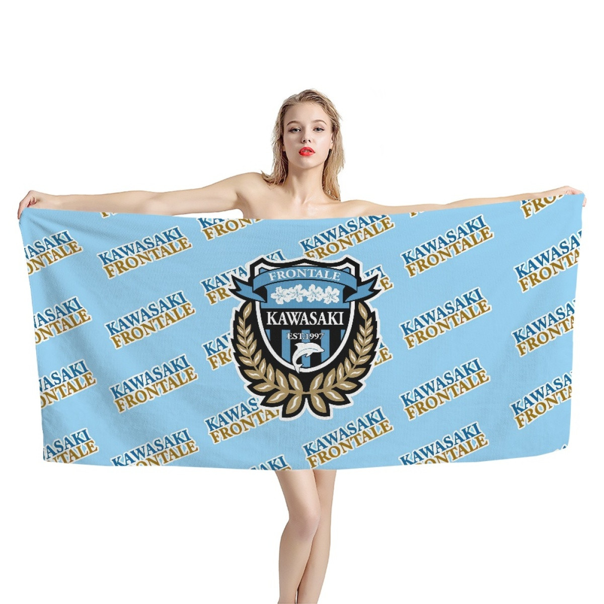 Kawasaki Frontale Bath Beach Towel - Frontale Football Club Medley Monogram Wordmark
