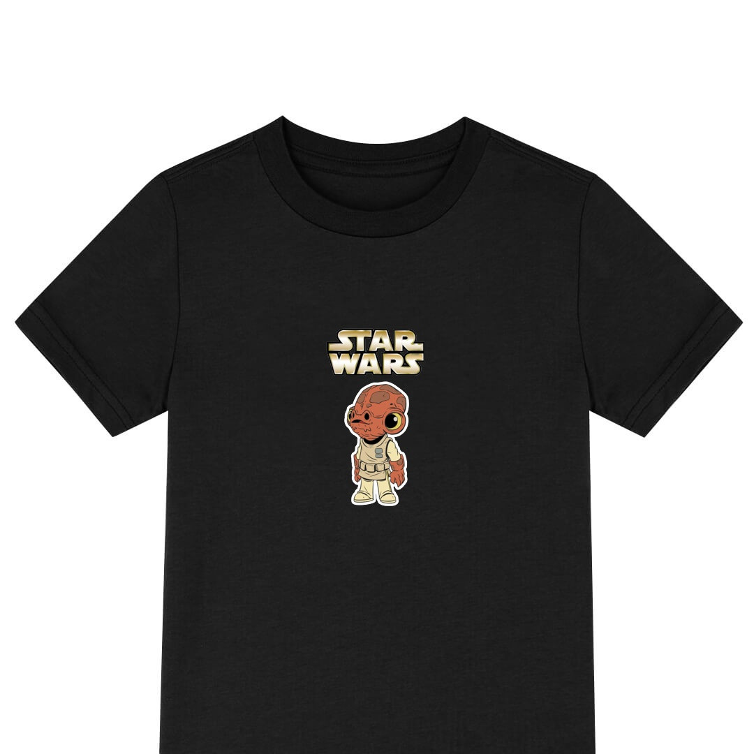 Star Wars Admiral Ackbar Tee Shirt T-Shirt Short Sleeve - Admiral Ackbar Standing Chibi Art