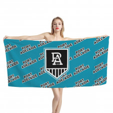Port Adelaide Football Club Bath Beach Towel - Adelaide Football Club Medley Monogram Wordmark