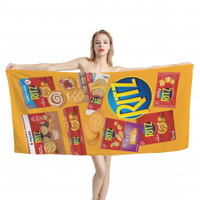 Ritz Crackers Bath Beach Towel - Ritz Crackers Mania Collage Logo