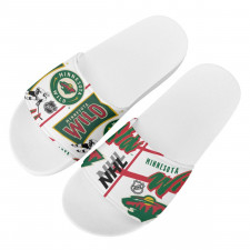 NHL Minnesota Wild Slides Pool Slider Slide On Sandals - Minnesota Wild Mania Collage Logo