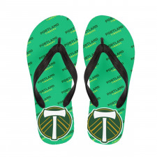 MLS Portland Timbers Flip Flops Thongs V-Strap Sandals - Portland Timbers Medley Monogram Wordmark
