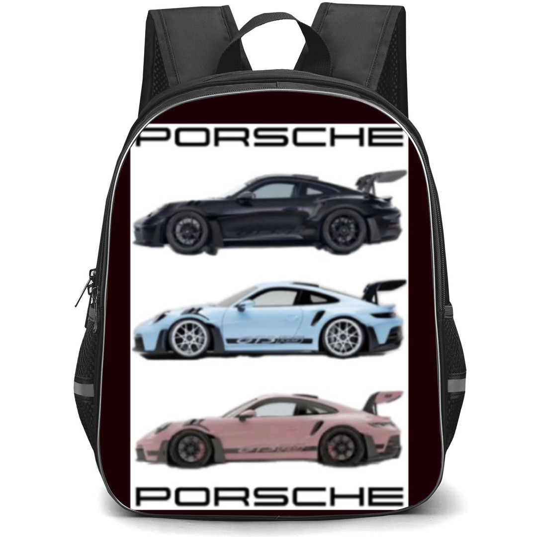 Porsche Backpack StudentPack - Black Blue Pink 911 in White Background