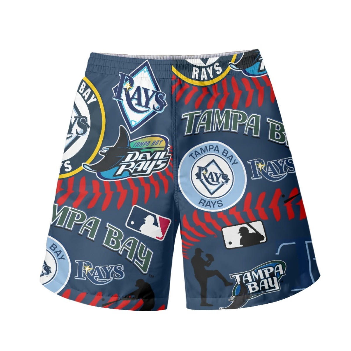 MLB Tampa Bay Rays Beach Shorts Swim Pants Swimming Trunks - Tampa Bay Rays Mania Collage Logo