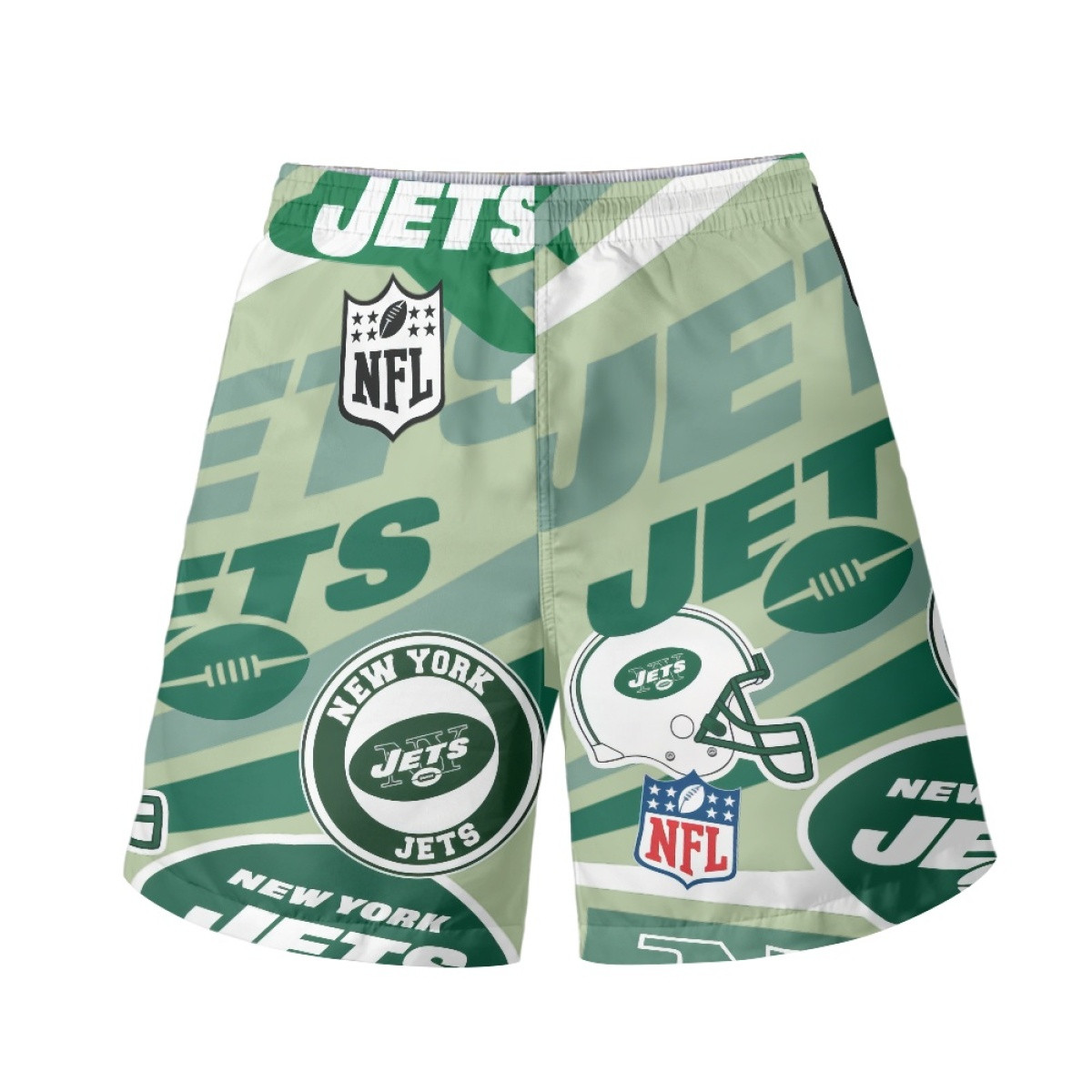 NFL New York Jets Beach Shorts Swim Pants Swimming Trunks - New York Jets Mania Collage Logo