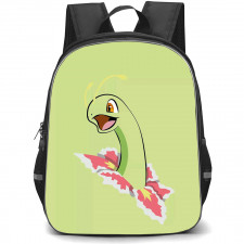 Pokemon Meganium Backpack StudentPack - Meganium Chibi Art On Lime Green Background