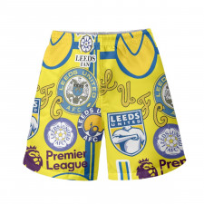Leeds United F.C Beach Shorts Swim Pants Swimming Trunks - Leeds United F.C Mania Collage Logo
