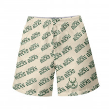 NBA Milwaukee Bucks Beach Shorts Swim Pants Swimming Trunks - Milwaukee Bucks Medley Monogram Wordmark